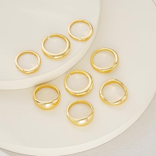 17 MILE Chunky Gold Stackable Rings for Women Non Tarnish, 18K Gold-Plated Statement Open Stacking Rings, Knuckle Band Ring Set - color: Gold 8 Pcs