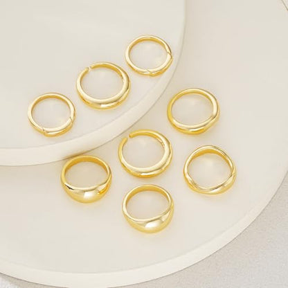 17 MILE Chunky Gold Stackable Rings for Women Non Tarnish, 18K Gold-Plated Statement Open Stacking Rings, Knuckle Band Ring Set - color: Gold 8 Pcs