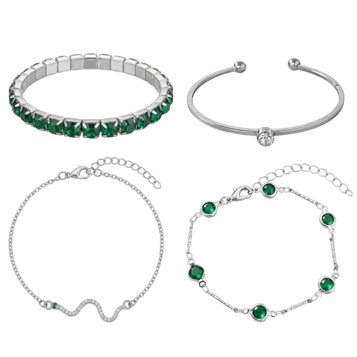 Gold/Silver Bracelets set for Women, Gold/Silver Plated Bangles Cuff Bracelets Stack, Open Adjustable Bangles Fashion Accessories Jewelry Set for Gifts Birthday Valentines Day - color: Silver, size: Style C