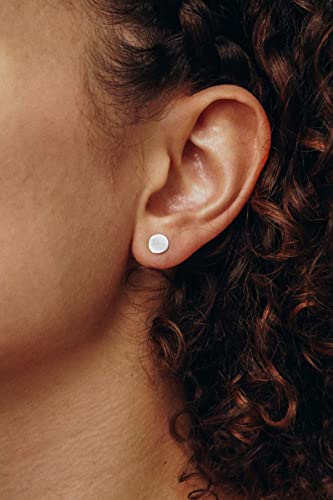 Unisex 6 Pairs Dot Stud Earrings, Surgical Steel Gold Plated Black Tiny Flat Disc Stud Earrings for Women Men - color: Silver-2/3/4/5/6/8mm