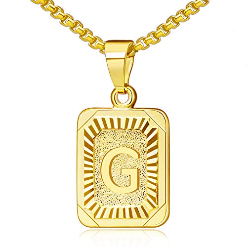 JSJOY Graduation Gifts 2026 Gold Initial Necklaces for Women Men Gold Letter Necklaces 26 Capital A-Z Letter Pendant Necklaces for Women Square Monogram Necklace for Her Initial Necklaces - color: Gold Letter G