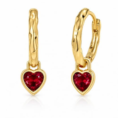ARSIS Heart Charm Huggie Hoop Earrings for Women, Dainty 18K Gold Plated Heart Drop Hoops with CZ, Hypoallergenic, 925 Sterling Silver Posts, Tarnish-Free, Lightweight Jewelry Gift for Her - color: Gold Heart Drop