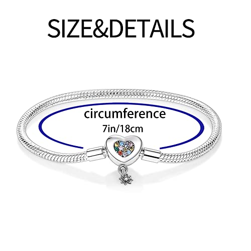 KUNSIR 925 Sterling Silver Palm Clasp Snake Chain Bracelet Basic Charm Bracelets Fit Any PDL Charm, with for Teen Women - style: KJB007