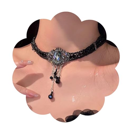 Gothic Black Choker Necklace, Elegant Lace Collar Design, Adjustable Velvet Ribbon, Dark Jewelry for Women, Unique Goth Gifts - style: Black Choker