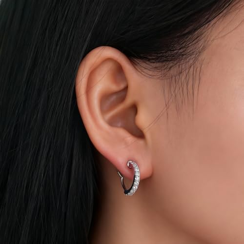 Clip On Earrings for Women 14K Gold Plated Hoop CZ Huggie Hoops Small Adjustable Non Pierced Fake Golden Earrings Invisible Hoop Clip On Earrings - color: 1 Pair Silver