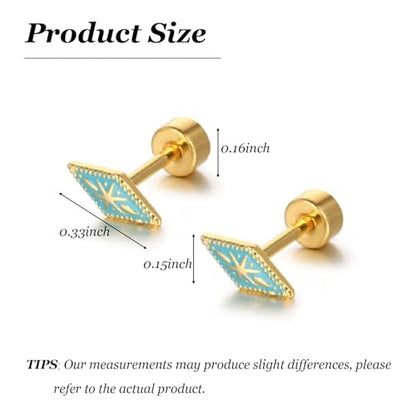Square Stud Earrings for Women Boho Starburst Screw Back Earrings Geometric Flatback Cartilage Helix Earring 14K Gold Plated Hypoallergenic Jewelry Accessories for Party Outfits Trendy Jewelry Gifts - color: E-boho earrings