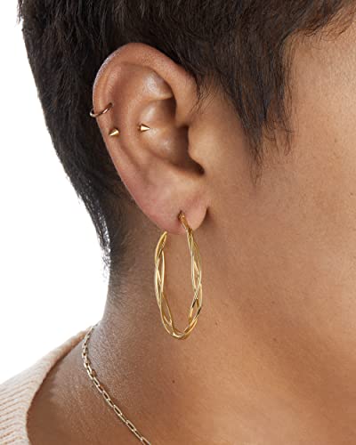 Milla Twisted Hoop Earrings for Women – Hypoallergenic Silver or Gold Statement Hoops – Lightweight & Easy to Wear - color: Gold Plated / 1.6 in / Dainty