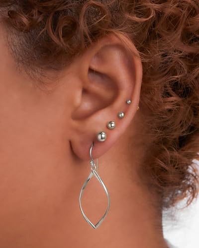 Milla Dainty Silver Drop Earrings for Women and Dangling Gold Earrings | Hypoallergenic, Easy to Wear, Available in 14K Gold, Rose Gold, or Silver Plated Finish, Different Designs - color: Marquise Drop / Sterling Silver Plated