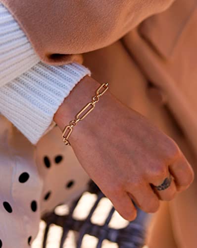 LOYATA Chain Bracelet Gold Link 14K Gold Plated Dainty Pearl Bracelet Simple Jewelry Gift for Women - style: Coin 3