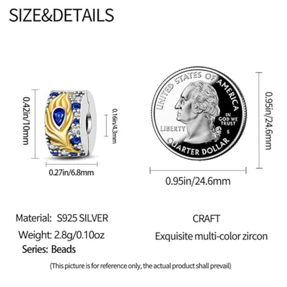 925 Sterling Silver Stopper Clip Charms for Bracelet Necklace Spacer Beads with 5A Cubic Zirconia Mother's Day Christmas DIY Gift for Women(2PCS) - style: Golden Feather