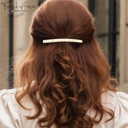 French Amie Long and Thin Cream Nougat Large 4 Inch Hair Clip Barrette | Handmade Automatic For Girls Women Teens Adults Everyday Style - color: Cream Nouget