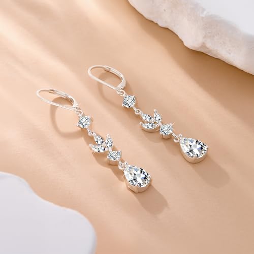 Silver Dangle Double Hoop Earrings For Women Paperclip Link Earring | Drop Small Silver Earrings Square Huggie Paperclip Dangly Hoop Silver Hoops Earrings Jewelry - color: Silver Wedding