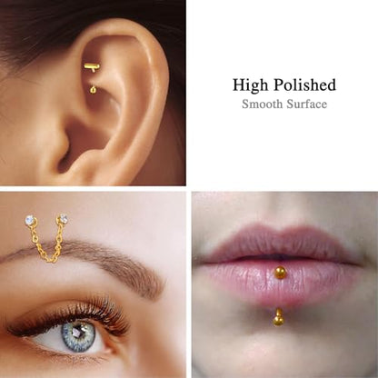 Zolure Rook Daith Piercing Jewelry 16G Eyebrow Rings for Women Rook Earring Curved Barbell Tragus Cartilage Vertical Labret Lip Piercing Jewelry Hypoallergenic - color: 16G 10mm #2G