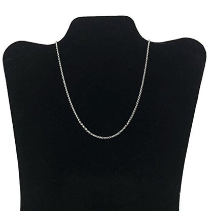 Loralyn Designs 2mm Titanium Stainless Steel Rolo Chain Necklace Lobster Clasp Closure (16-24 Inch)