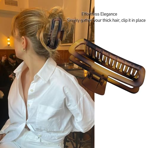 Hair Claw Clips 5 Inch Unbreakable Extra Large Square Rectangle Matte XL Claw Clip Clamp Neutral Colors for Thick Curly Long Hair Women - 2 Pack - color: A1 5 inch