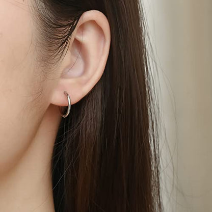 Osayia 316L Surgical Stainless Steel Small Hoop Earrings 8mm 10mm 12mm Hypoallergenic Huggie Thin Hoop Earrings Helix Lobes Hinged Sleeper Earrings Men Women for Cartilage Piercings - color: C: Diameter 12mm (6 Color),6 Pairs