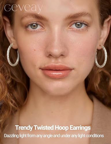 3MM Wide Silver Hoop Earrings for Women Hypoallergenic 925 Sterling Silver Post Hoop Earrings Lightweight Large Big Twisted Silver Hoop Earrings for Everyday Wear 30MM/40MM/50MM - color: 40MM Sillver