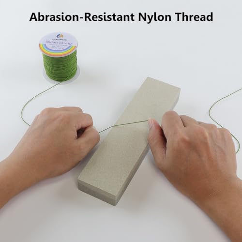 LUSTEMBER 0.8mm Nylon String, Strong Bracelet String, Durable Nylon Cord for Jewelry Making, Bracelets, Beading, Necklaces, Rattail Braiding, Kumihimo, Wind Chimes, Blinds and Handicrafts - size: Military Green