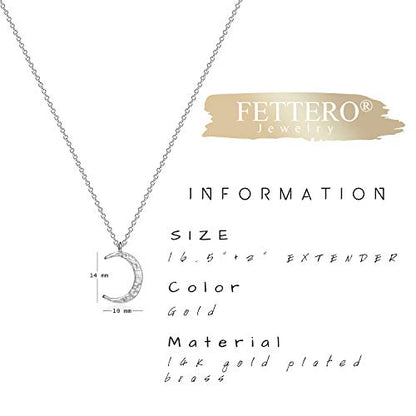 Fettero Pendant Necklace Gold Choker Layered Coin Open Karma Circle Full New Crescent Moon 14K Gold Plated Simple Dainty Necklaces for Women Jewelry Gift - style: Crescent Moon Sliver