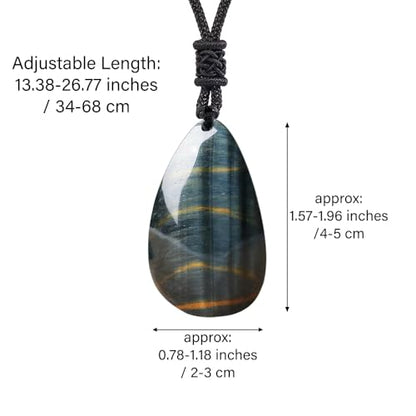Anjiucc Natural Gemstone Tree of Life Black Obsidian/Golden Obsidian Pendant Necklace for Male and Female Necklace - color: Blue Tiger's Eye