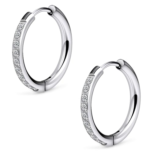 ASTM F136 Titanium Hoop Earrings for Women Small Huggie Hoop Earrings Hypoallergenic Helix Conch Cartilage Hoops Cubic Zirconia Cuff Earring Piercing Jewelry For Women Sensitive Ears 20G 18G - size: 18G - Inner Dia.:10mm