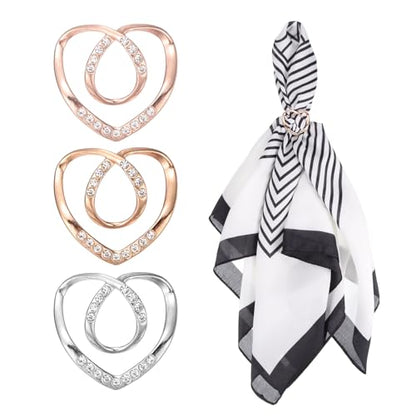 PATIKIL Silk Scarf Ring Clip, Heart T-shirt Tie Clips Scarves Pin Shawl Slide Buckles Fashion Metal Clothing Ring Wrap Holder for Women Jewelry Accessories Gift - color: Gold Tone/Silver Tone/Rose Gold