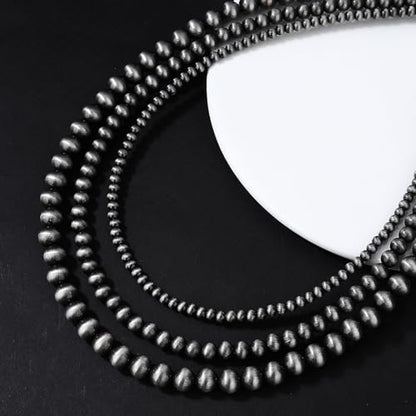 Matte Black Necklace with Triple Strands Designs Portable for Formal Outfits and Casual Styles Everyday Elegant Necklace - color: Double layer