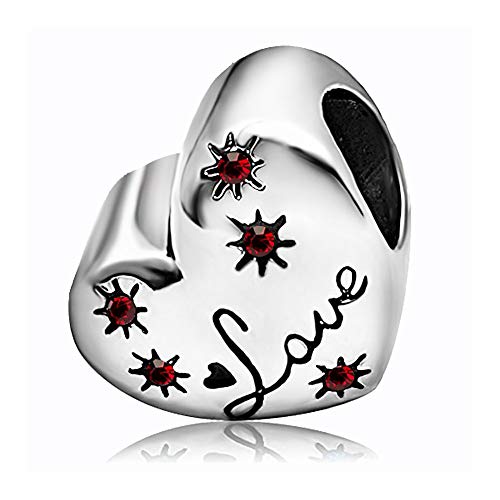 KunBead January-December Birthstone Footprint Heart Birthday Love Bead Charms Compatible with Pandora Bracelet for Mom Daughter Grandma Granddaughter - color: January