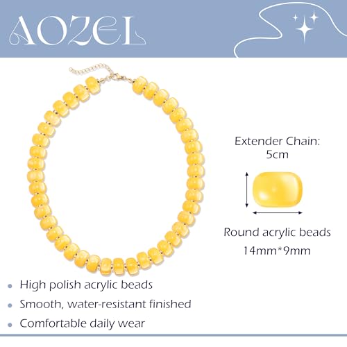AOZEL Chunky Resin Beaded Necklace for Women Colorful Bead | Summer Beach, Waterproof, Fade Resistant, Adjustable Length, Boho Statement, for Daily Wear & Gifting - color: Navy Blue