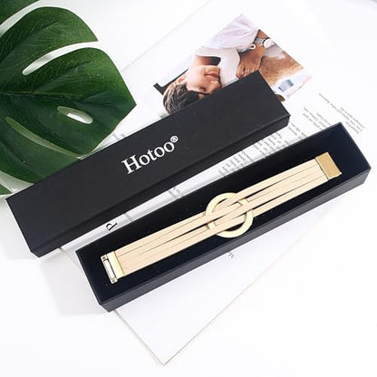 hotoo Circle Charm Bracelets for Women Handmade Leather Wrap Bracelets for Couples Friendship Bracelet Bohemian Cuff Bangle Boho Jewelry Gift - color: New Khaki