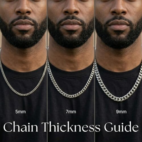 Galis Premium Stainless Steel Mens Cuban Link Chain, Miami Cuban Chain Necklace, 5mm,7mm,9mm Width, Non Tarnish & Durable Jewelry, 18"-22"