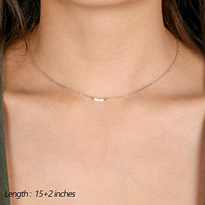 Turandoss Dainty Layered Choker Necklace, Handmade Y Pendant Necklace Multilayer Bar Disc Necklace Adjustable Layering Choker Necklaces for Women - style: 2PCS - simulated Pearls&Circle