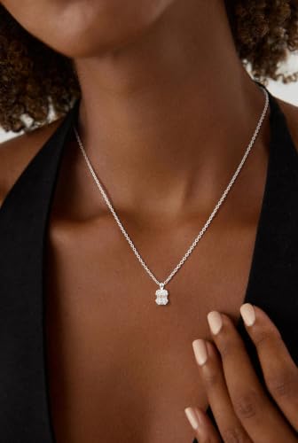 Gold Silver Necklace for Women, Dainty Cubic Zirconia Pendant | Teardrop CZ Charm, 14K Gold/Sterling Silver Plated, Adjustable Chain, Hypoallergenic & Waterproof Jewelry, Cute Trendy Gift - color: Silver-Baguette cut cz