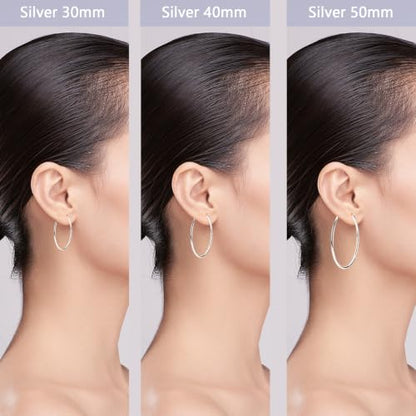 316 Stainless Steel Hoop Earrings 6 Pairs Gold Silver 30/40/50mm Sizes Set | Gold Silver Hoop Earrings for Women, 316 Stainless Steel 14K Gold Plated Hypoallergenic Lightweight Hoops Set 30/40/50mm