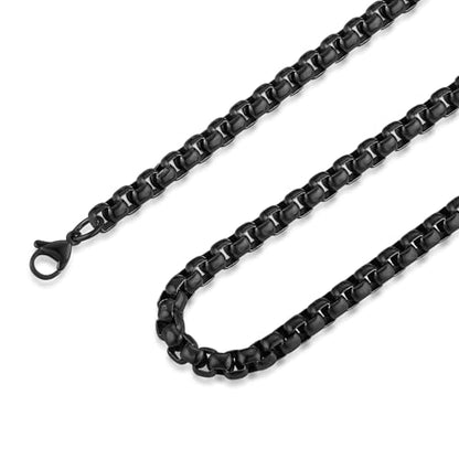 HZMAN 2-6mm Rolo Chain for Men Women Stainless Steel Men's Chain Necklace Round Box Link Chain Necklace 16-30 Inch - color: Black, size: 18in, style: 2mm