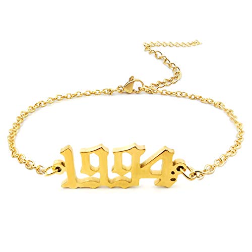 CSIYANJRY99 Birth Year Ankle Bracelets for Women14K Gold Plated Birth Year Number Anklets Adjustable Chain Beach Foot Ankle Bracelets for Women Birthday - style: 1994