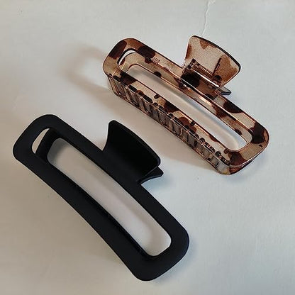 Hair Claw Clips 5 Inch Unbreakable Square Rectangle Clip Clamp Neutral Colors for Thick Curly Long Hair Women - 2 Pack - color: A 5 inch