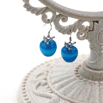 Uloveido Apple Necklace and Earrings Set for Women Cute Apple Jewelry Set for Teacher Mom YL007 - color: Dark Blue