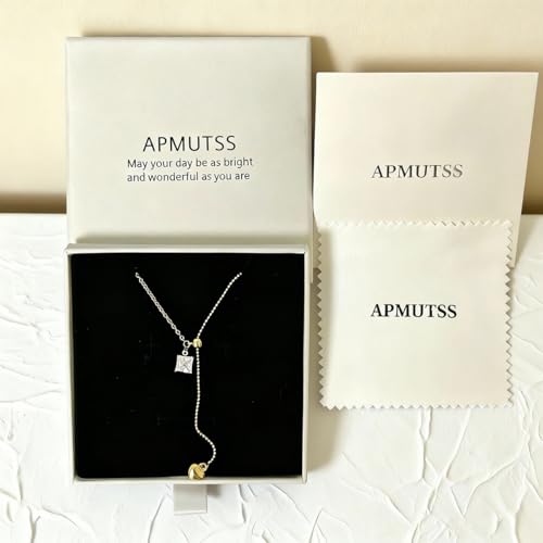 Lariat Necklaces for Women, Dainty Minimalist Knotted Rope Design Pendant Long Y Necklaces 18k Gold Plated Trendy Chain Jewelry - color: Gold, style: Square CZ and Heart