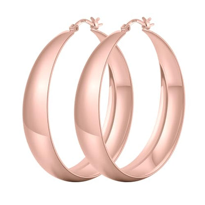 Senteria 12mm Wide Thick Sterling Silver Hoop Earrings Hypoallergenic | 14K Real Gold Plated Hoops Large Earring Lightweight Chunky Hoops Earring for Women Gift for Birthday Christmas 25/30/40/50MM - color: Rose Gold-40mm