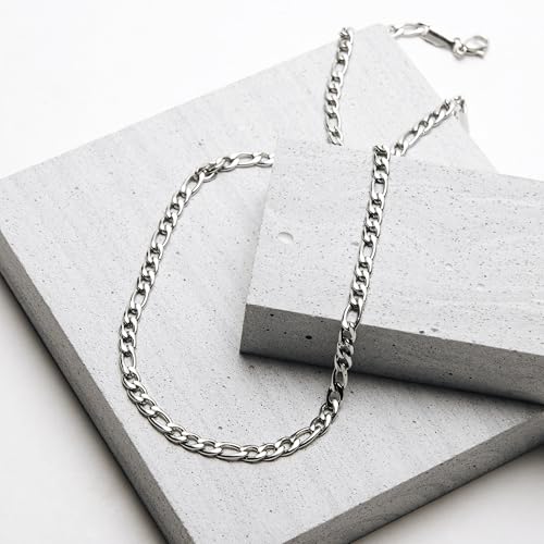 EVE'S ADDICTION Men's 6mm Stainless Steel Figaro Chain - Men's Necklaces - Birthday Gift for Him - Gift for Boyfriend - Gifts for Him