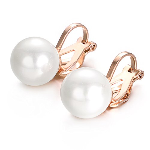Yoursfs 10mm Tiny Pearl Clip On Earrings for Women 18K Gold Plated Faux Pearls Bridal Earring Fashion Wedding Jewelry - color: White Pearl