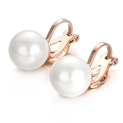 Yoursfs 10mm Tiny Pearl Clip On Earrings for Women 18K Gold Plated Faux Pearls Bridal Earring Fashion Wedding Jewelry - color: White Pearl