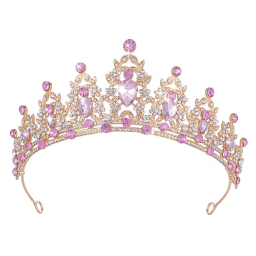Kamirola - Queen Crown and Tiaras Princess Crown for Women Crystal Headbands for Bridal, Princess for Wedding and Party - color: Pink