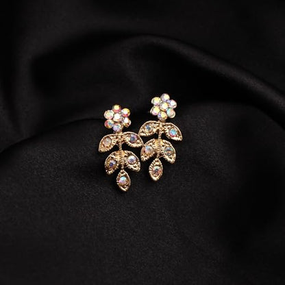 Austrian Crystal Rhinestone Choker Necklace Dangle Earring Link Bracelet Jewelry Set for Brides Bridesmaid Prom Costume Accessories for Women - color: AB Crystal-Gold Plated
