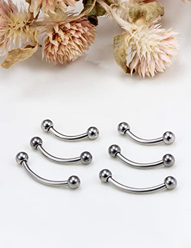 14G 16G Eyebrow Piercing Jewelry G23 Titanium Curved Barbell Eyebrow Ring Vertical Labret Lip Jewelry Rook Daith Earrings Piercing Jewelry for Women Men 6mm 8mm 10mm 12mm 14mm 16mm - color: 16G,8mm-10mm-12mm