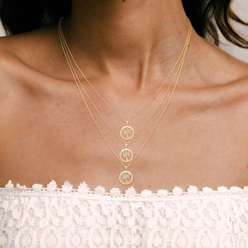 Amanda Rose Collection 14K Two-Tone Solid Gold Tree of Life Pendant