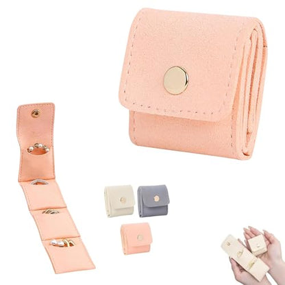 Mini Travel Jewelry Bag, Mini Travel Jewelry Roll Bag with Buckle, Jewelry Rolls (pink) - color: pink-1PCS