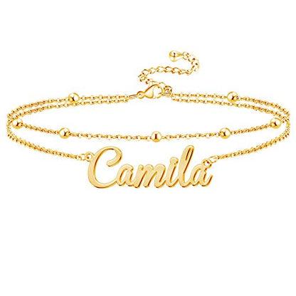 Ankle Bracelet for Women Personalized Name Anklet 18K Gold Plated Custom Dainty Anklet Bracelet Beach Jewelry for Girlfriend - color: Style 07