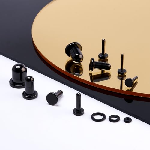 9 Pairs Ear Stretching Kit Stainless Steel Ear Plugs Ear Gauges Ear Expanders Set Flat Back Earring Stretching O-Shaped Rings Body Piercing Jewelry for Men Women 14G-00G - color: Black